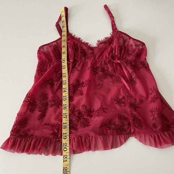 Felina Lingerie Womens Chemise Size S Red Lace and Embroidery Adjustable Straps - Picture 7 of 8